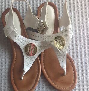 Tommy Hilfiger White and Gold Sandals
